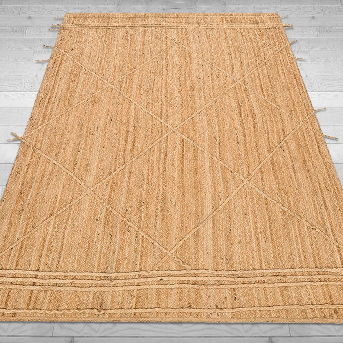 Alfombras de yute beige trenzadas a mano para interiores