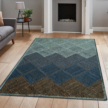 Hand Braided Farm House Blue Jute Rugs