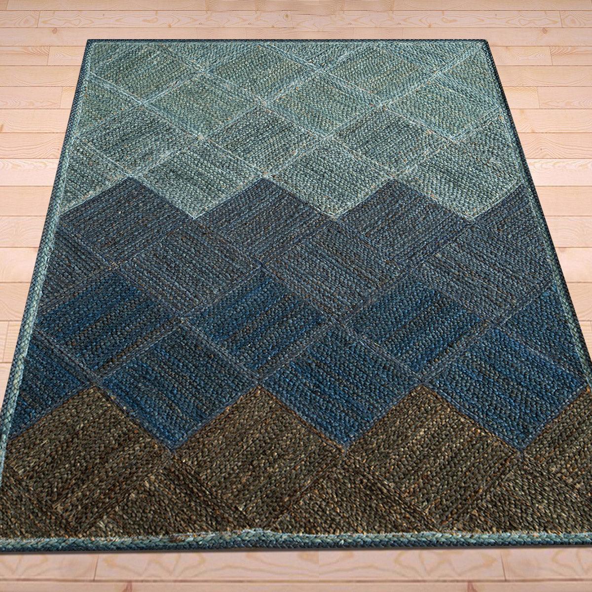 Hand Braided Farm House Blue Jute Rugs