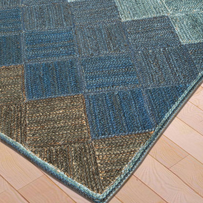 Hand Braided Farm House Blue Jute Rugs