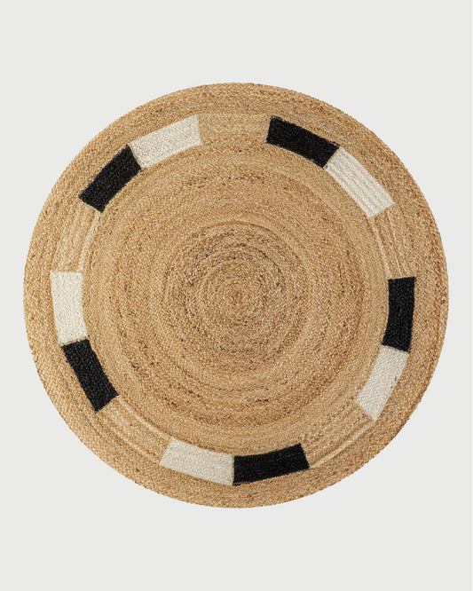 Black Hand Braided Outdoor Round Jute Rugs