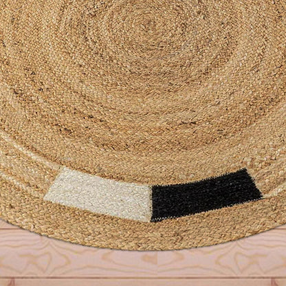 Black Hand Braided Outdoor Round Jute Rugs