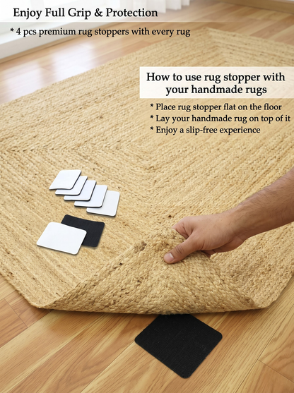 Handwoven Braided Jute Stair Treads Set – Boho Farmhouse Rug