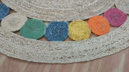 Beige Multicolor Hand Braided Home Decor Geometric Jute Rug