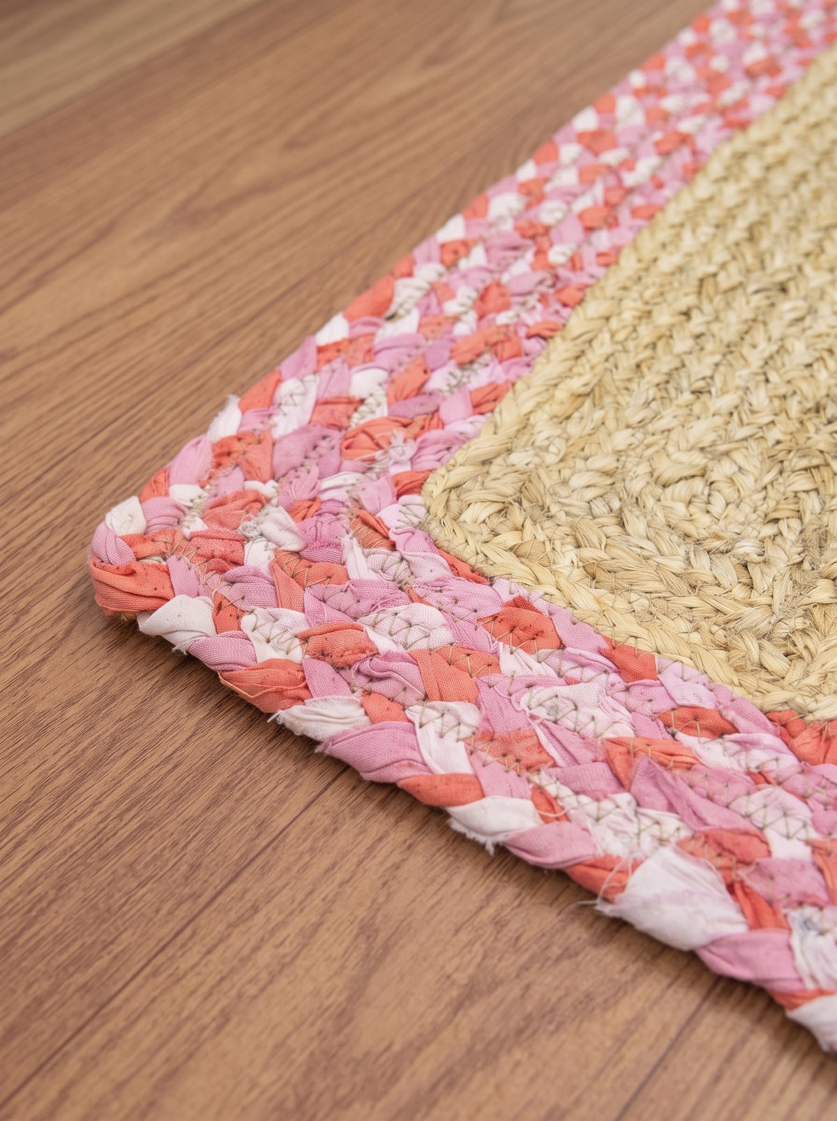 Pink Chindi Cotton Border Jute Stair Treads – Braided Modern Step Mats