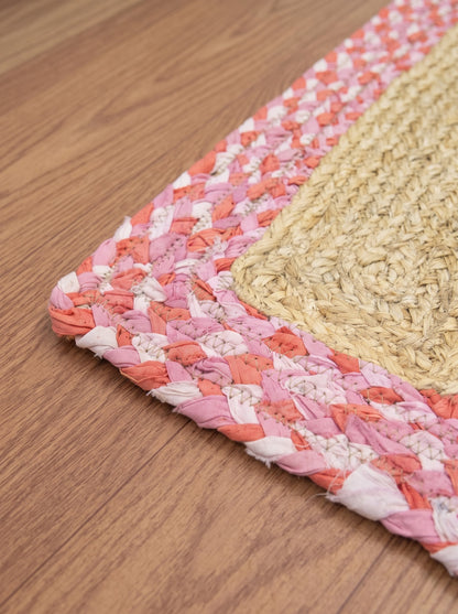 Pink Chindi Cotton Border Jute Stair Treads – Braided Modern Step Mats