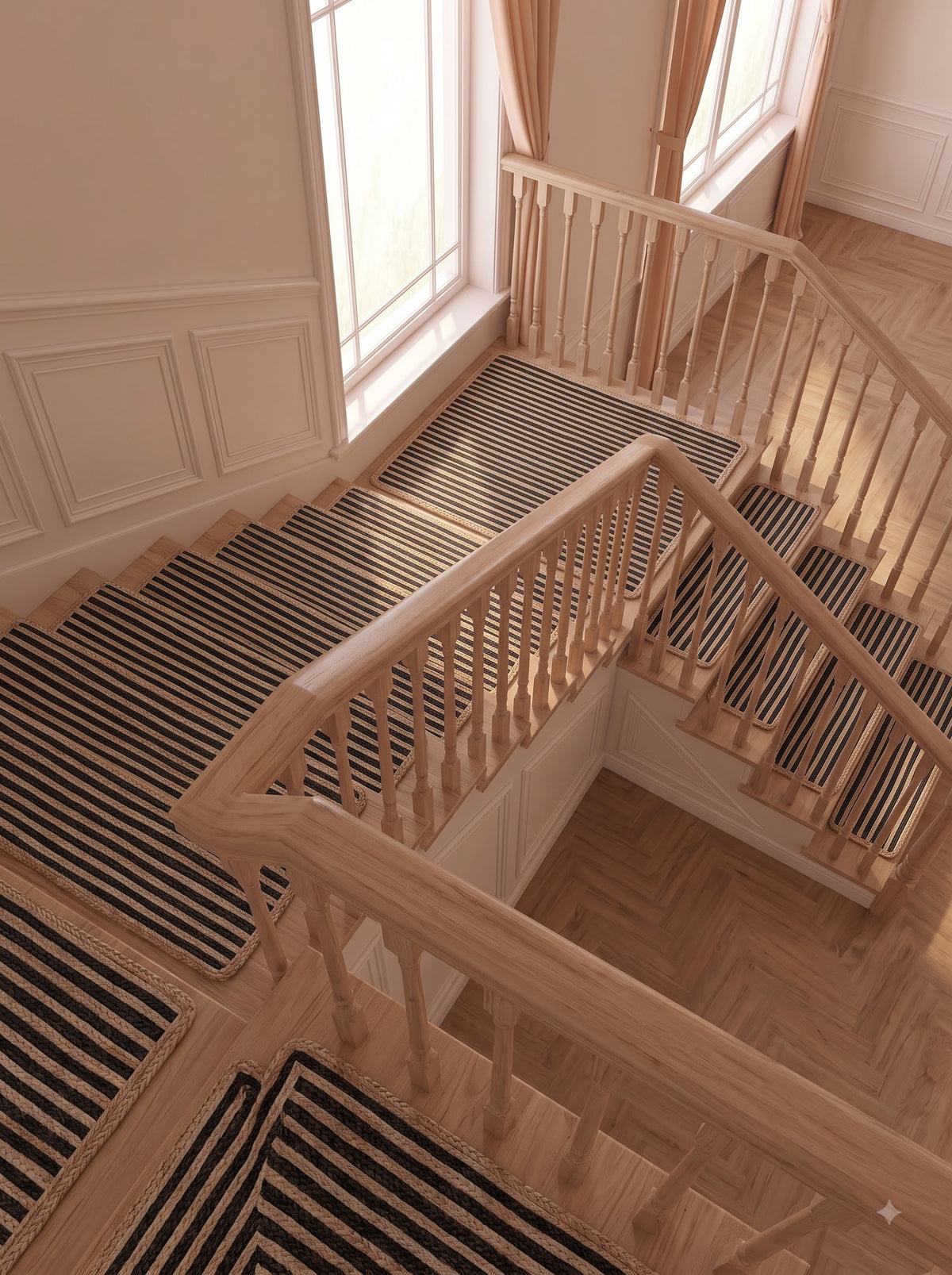 Handmade Black & Natural Braided Jute Stair Treads Set