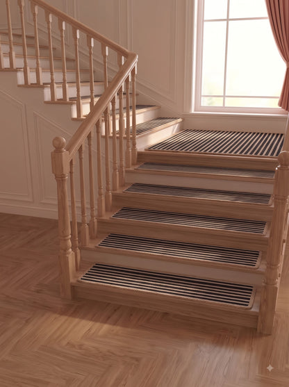 Handmade Black & Natural Braided Jute Stair Treads Set