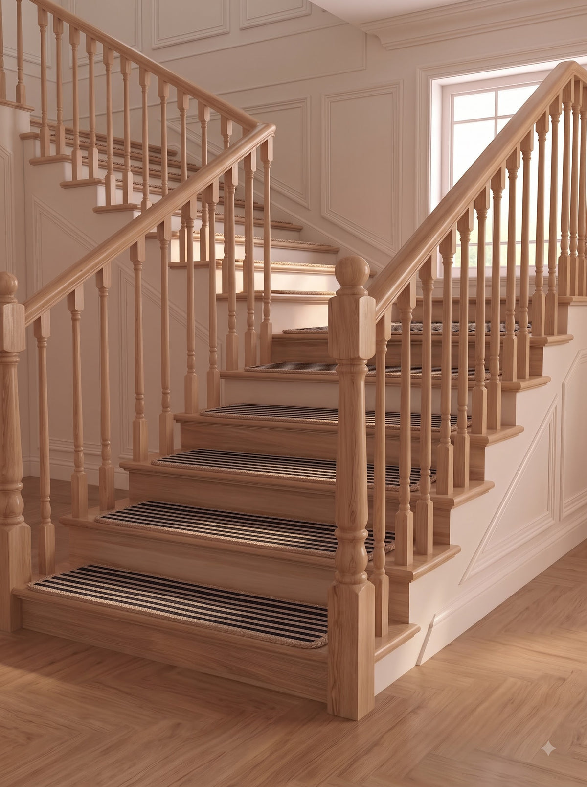 Handmade Black & Natural Braided Jute Stair Treads Set